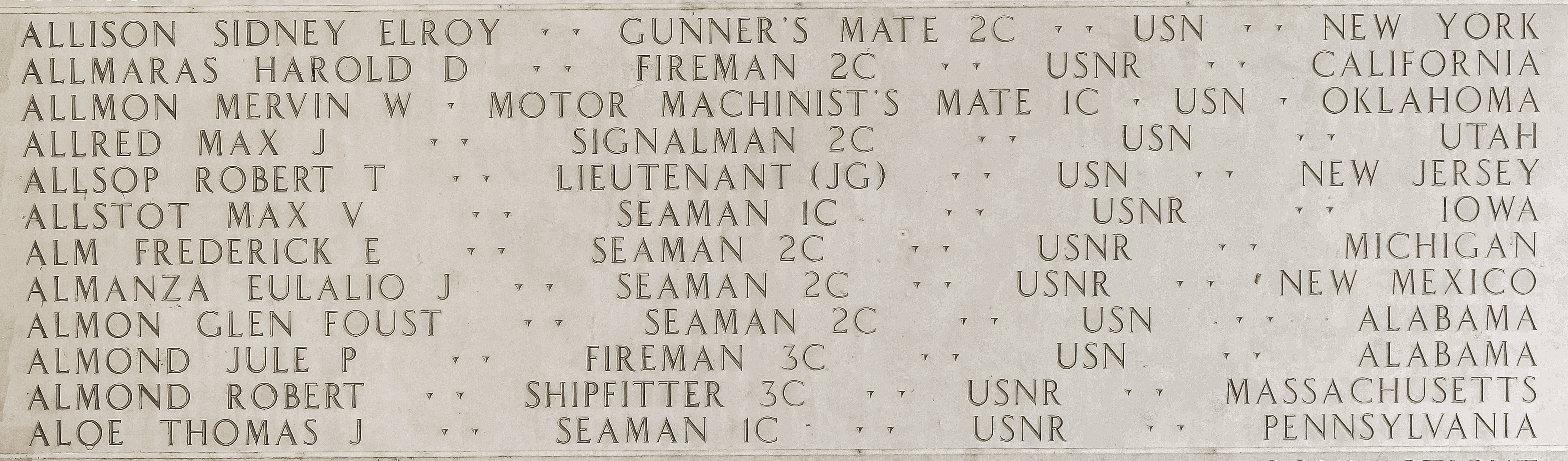 Max J. Allred, Signalman Second Class